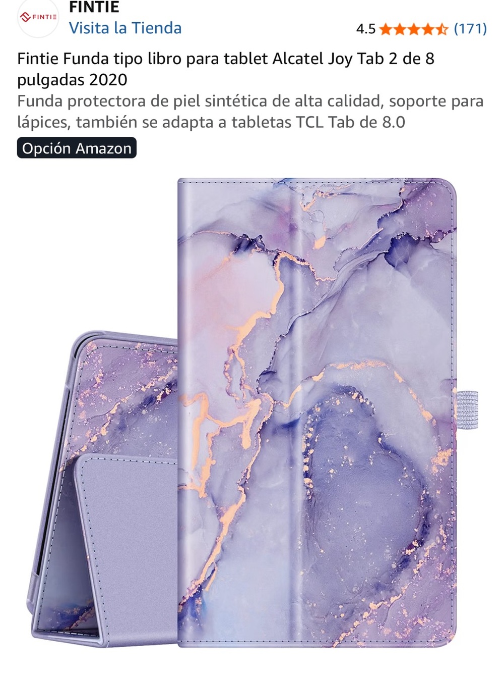 Fintie Purple Marble Folio Tablet Case with Gold Vein Accent